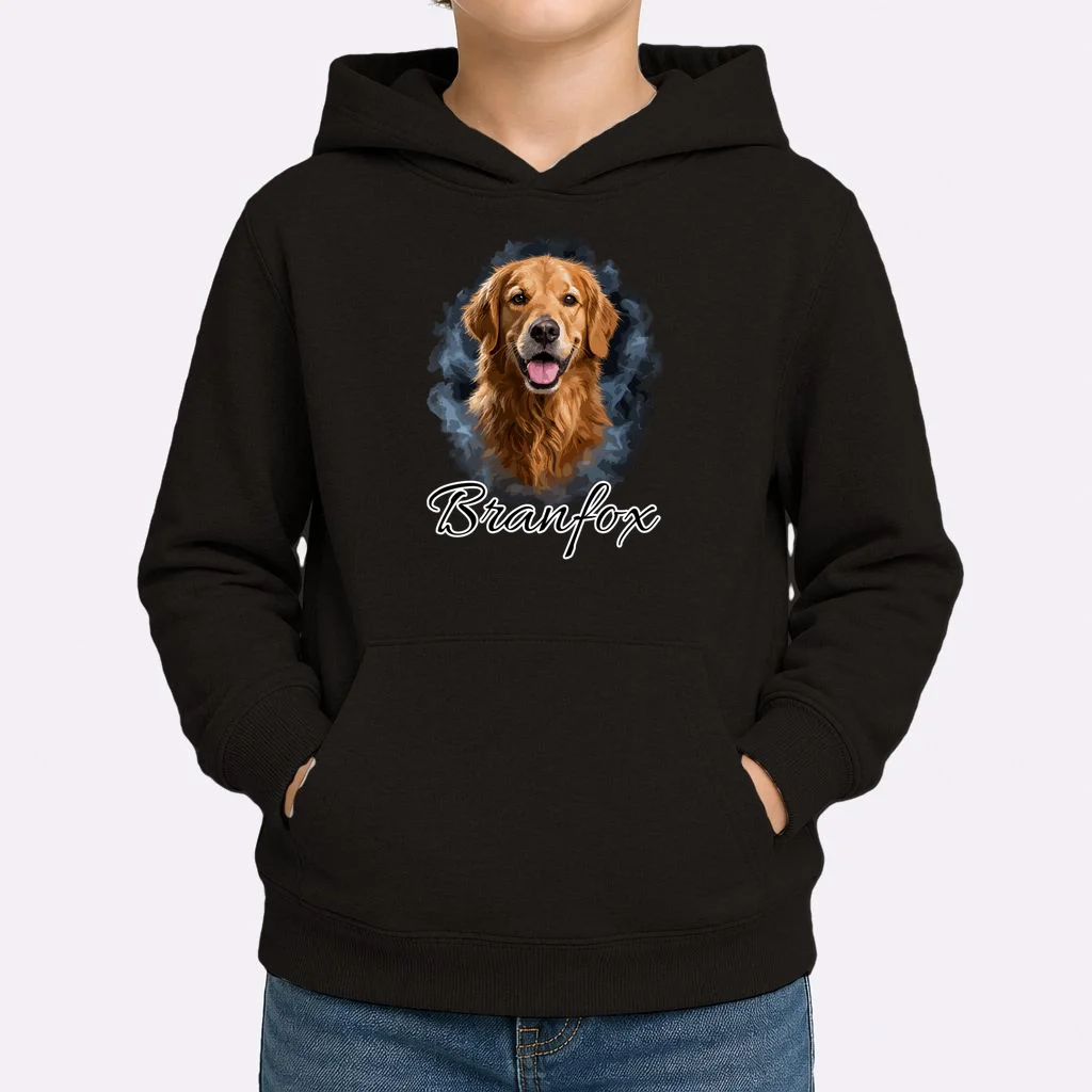 Realistic Dog Portrait Personalized Photo Custom Gift Kids Hoodie - Front 1