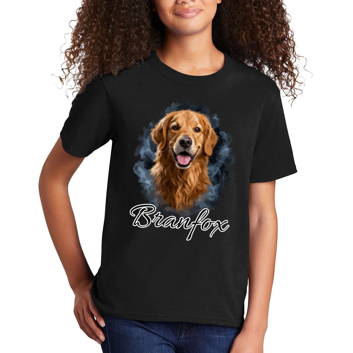 Realistic Dog Portrait Personalized Photo Custom Gift Kids T-Shirt - Front 1
