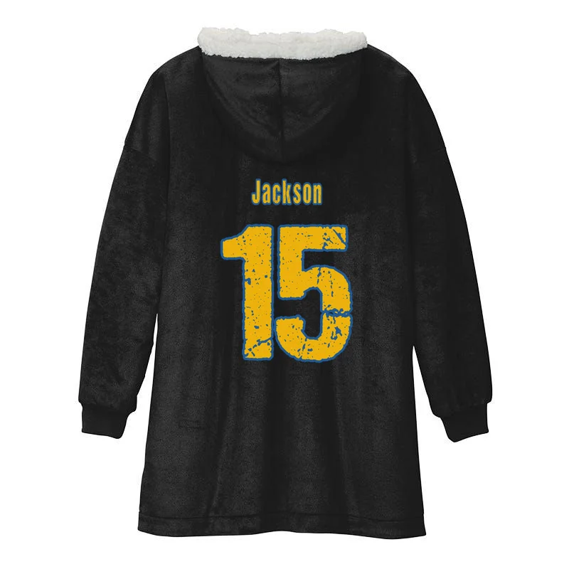 Retro Football Club - Custom Team Name Hooded Blanket - Back - Close-up