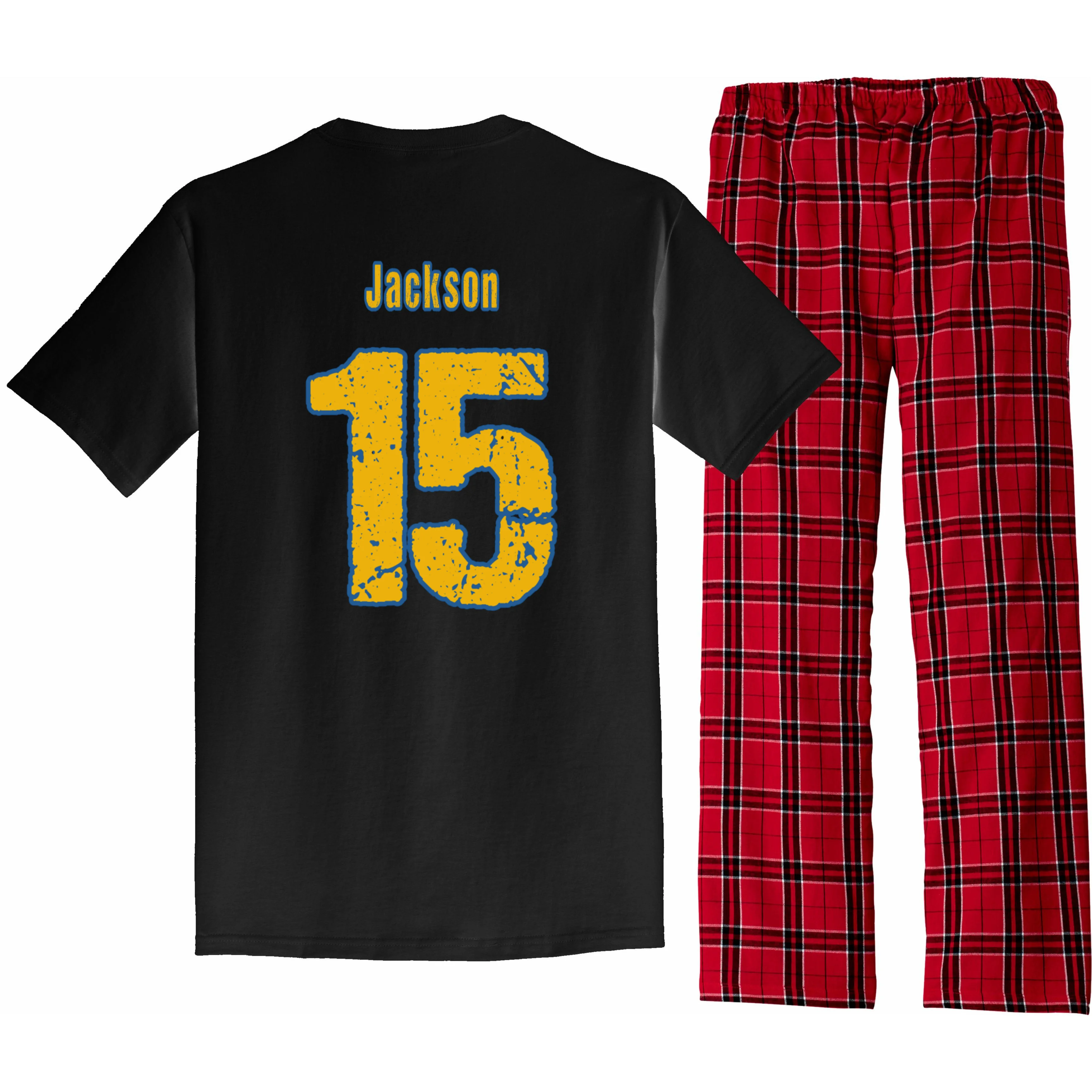 Retro Football Club - Custom Team Name Men's Pajamas - Back - Close-up