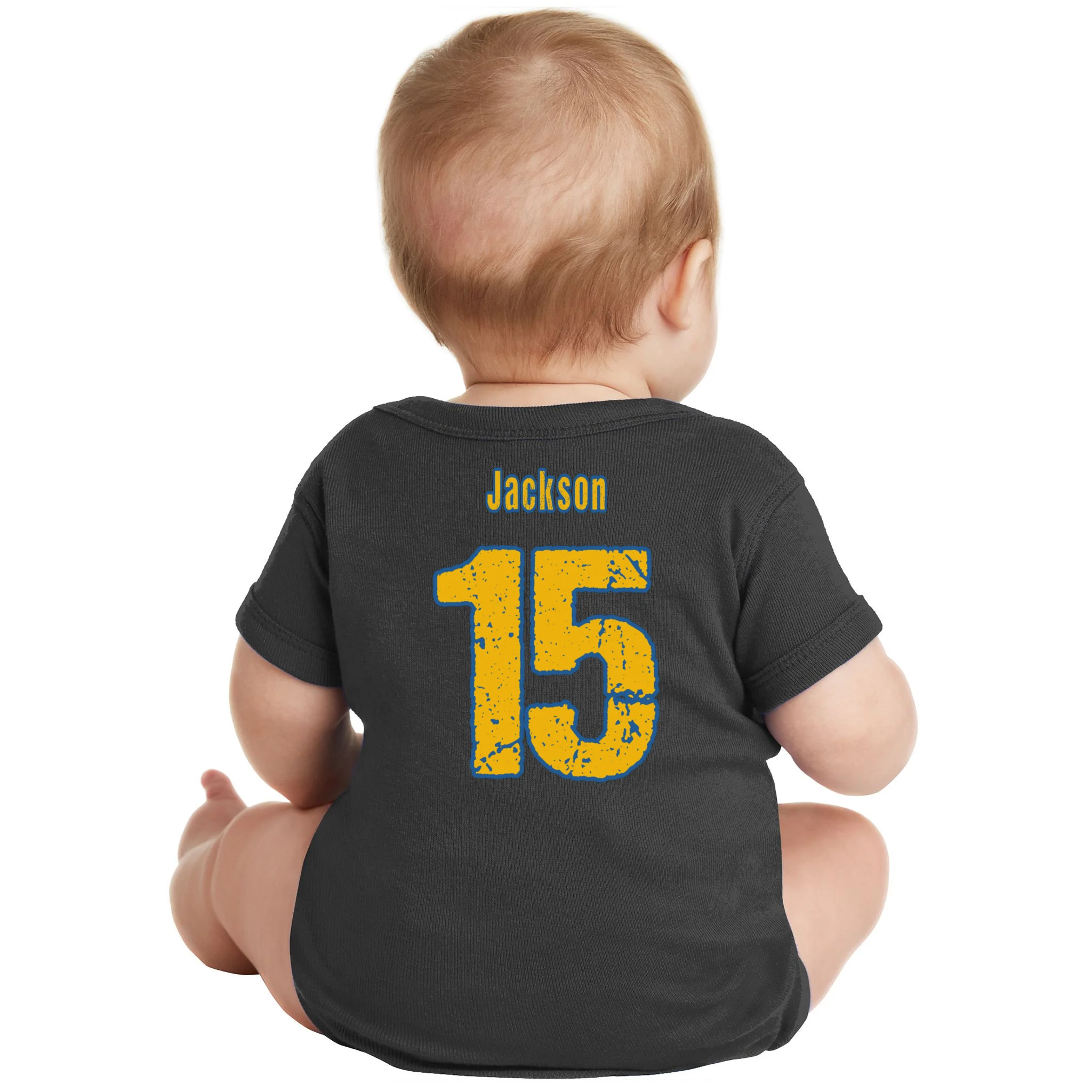 Retro Football Club - Custom Team Name Baby Bodysuit - Back - Close-up