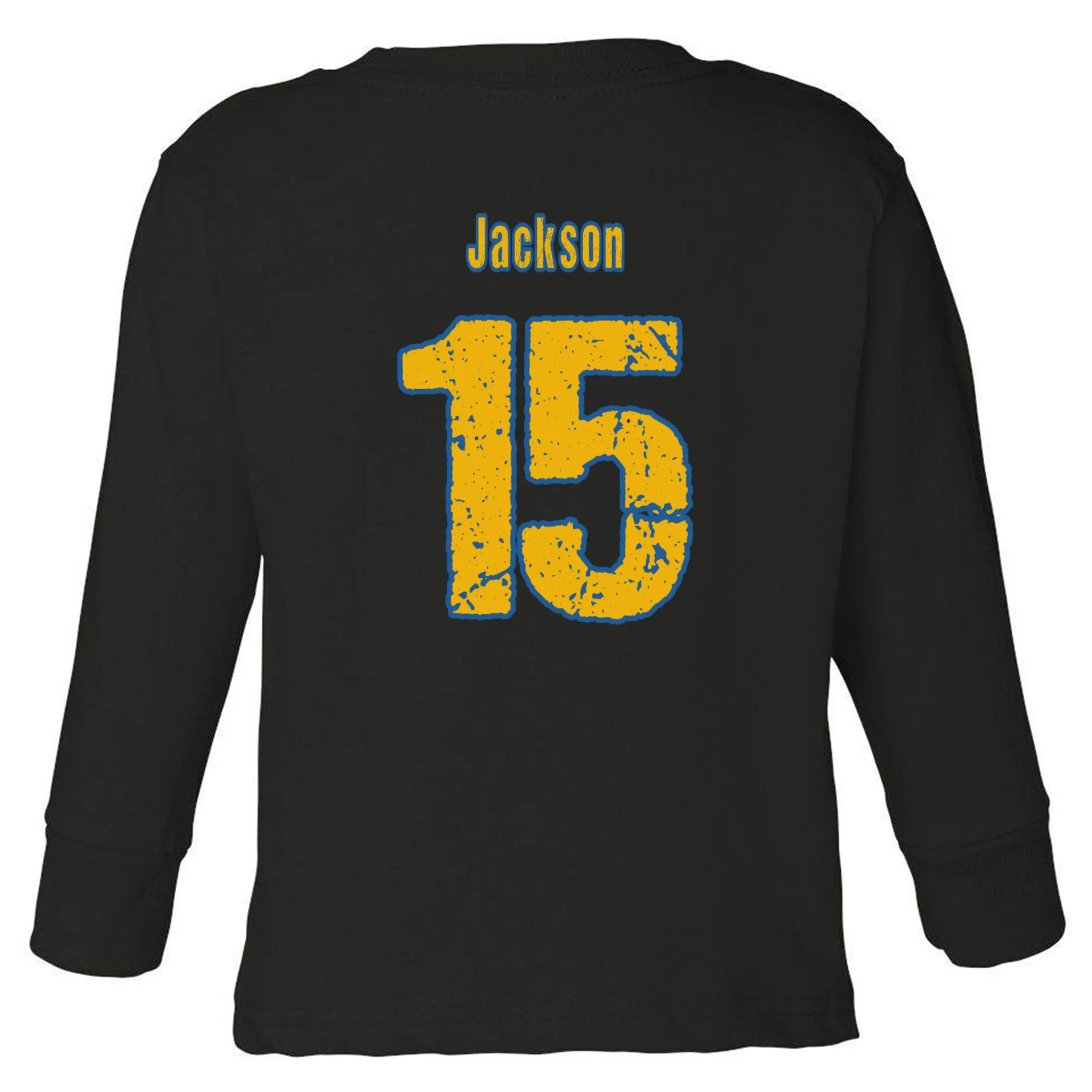 Retro Football Club - Custom Team Name Toddler Long Sleeve Shirt - Back - Close-up