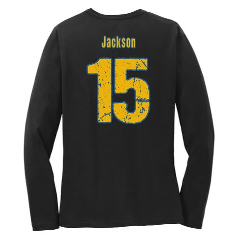 Retro Football Club - Custom Team Name Women's Long Sleeve Shirt - Back - Close-up