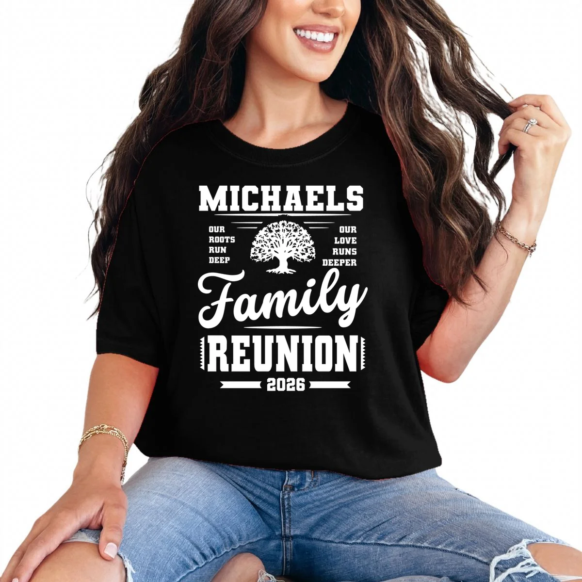 Roots Run Deep Custom Family Reunion Personalized Custom Name and Year T-Shirt - Front