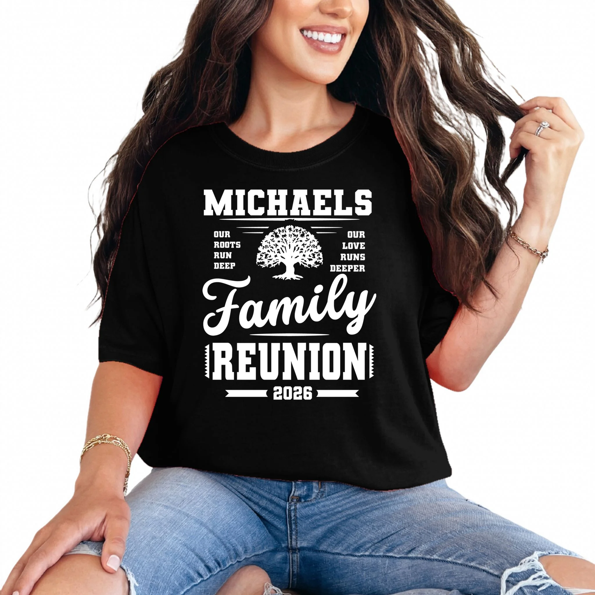 Roots Run Deep Custom Family Reunion Personalized Custom Name and Year Comfort Colors Unisex T-Shirt - Front