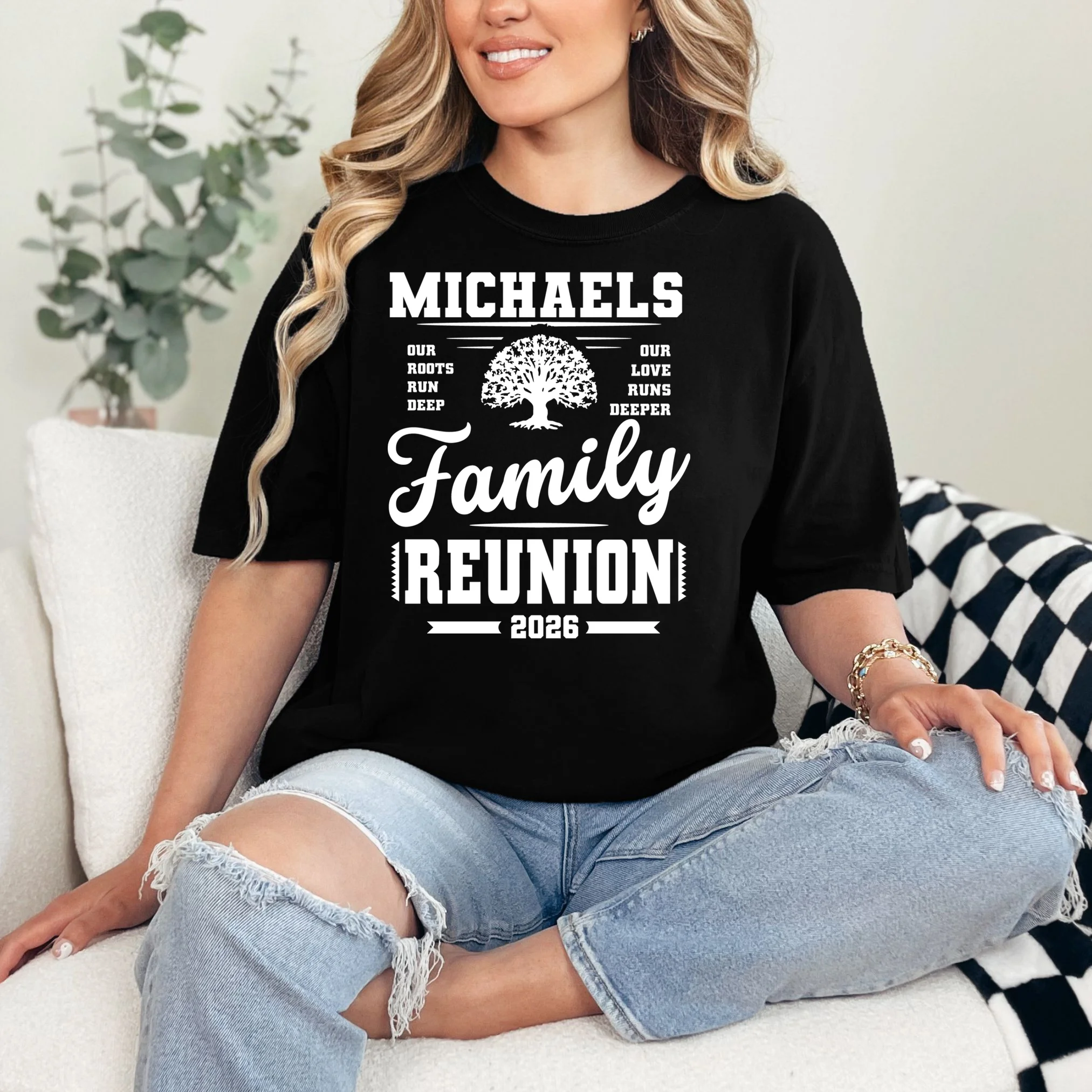 Roots Run Deep Custom Family Reunion Personalized Custom Name and Year T-Shirt - Front 1