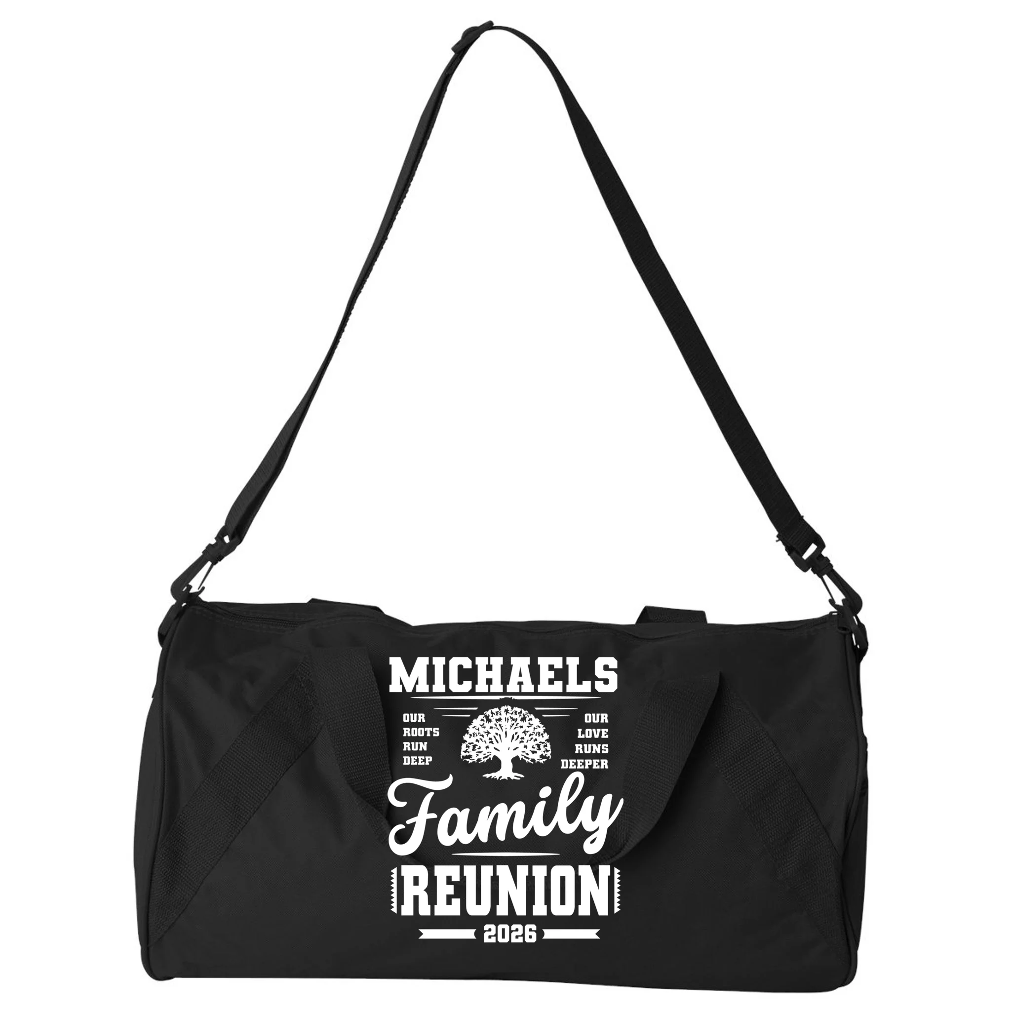 Roots Run Deep Custom Family Reunion Personalized Custom Name and Year Duffel Bag - Front