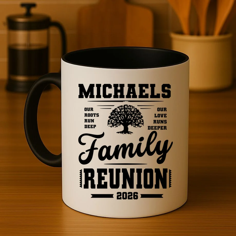 Roots Run Deep Custom Family Reunion Personalized Custom Name and Year Coffee Mug - Front 3