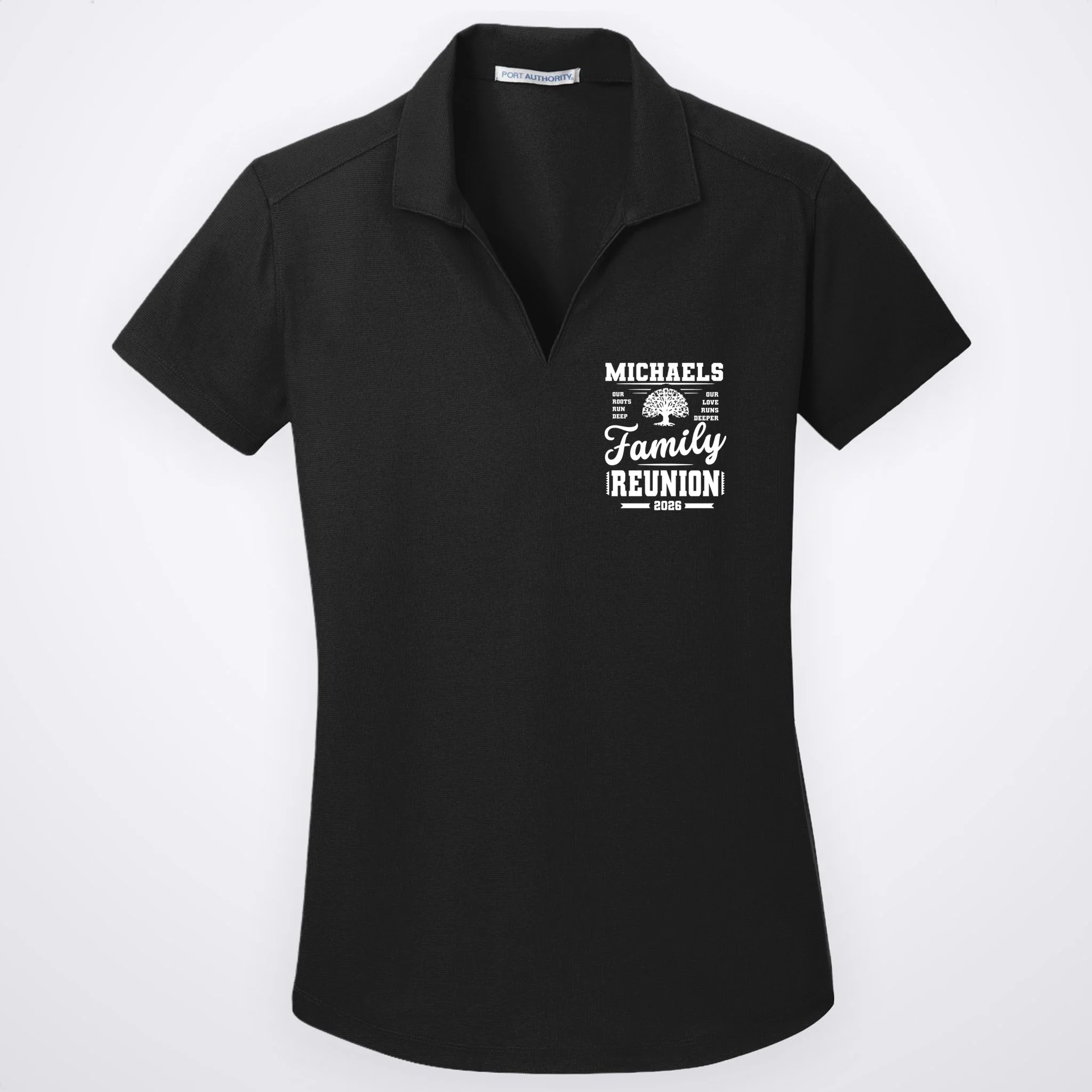 Roots Run Deep Custom Family Reunion Personalized Custom Name and Year Women's Polo - Front