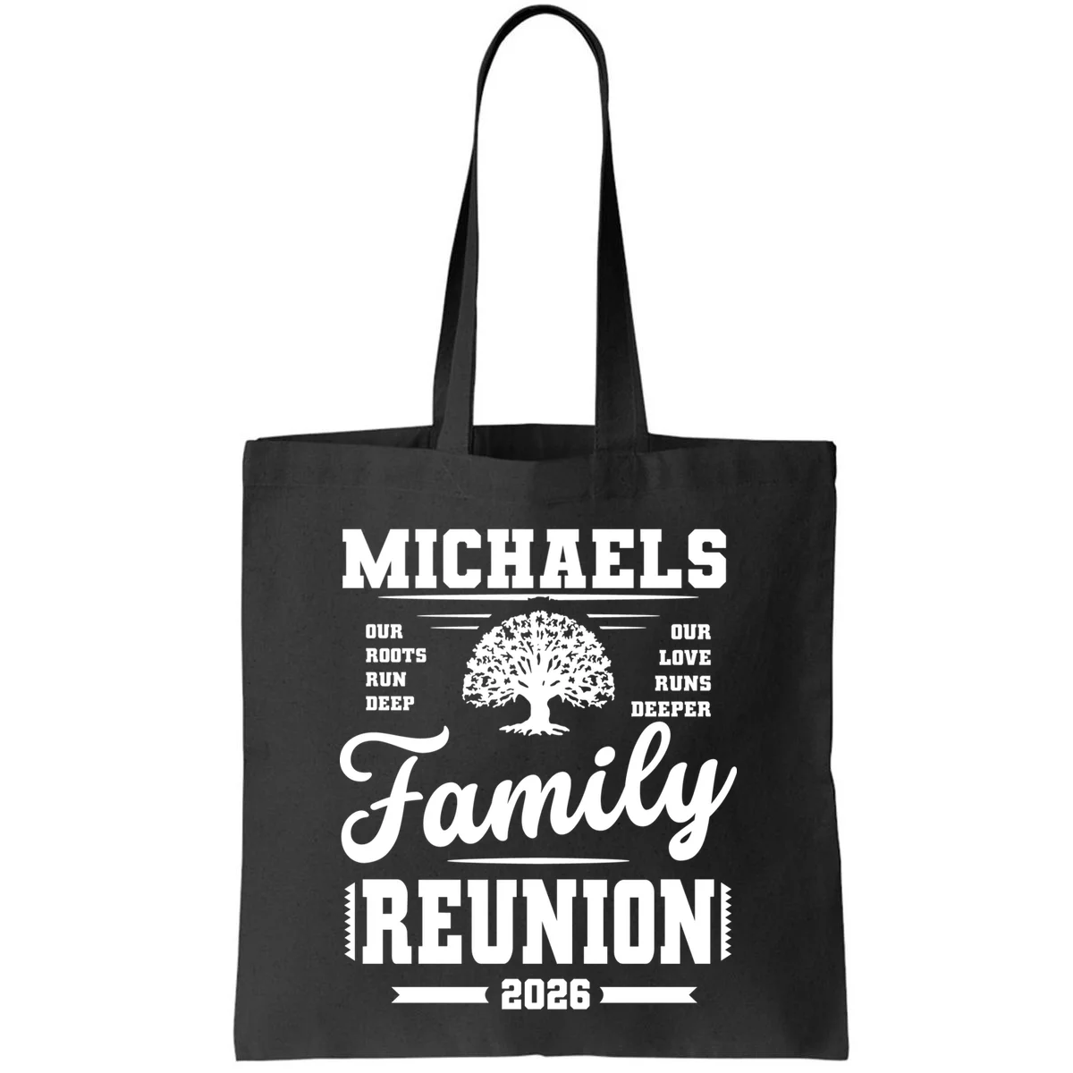 Roots Run Deep Custom Family Reunion Personalized Custom Name and Year Tote Bag - Front