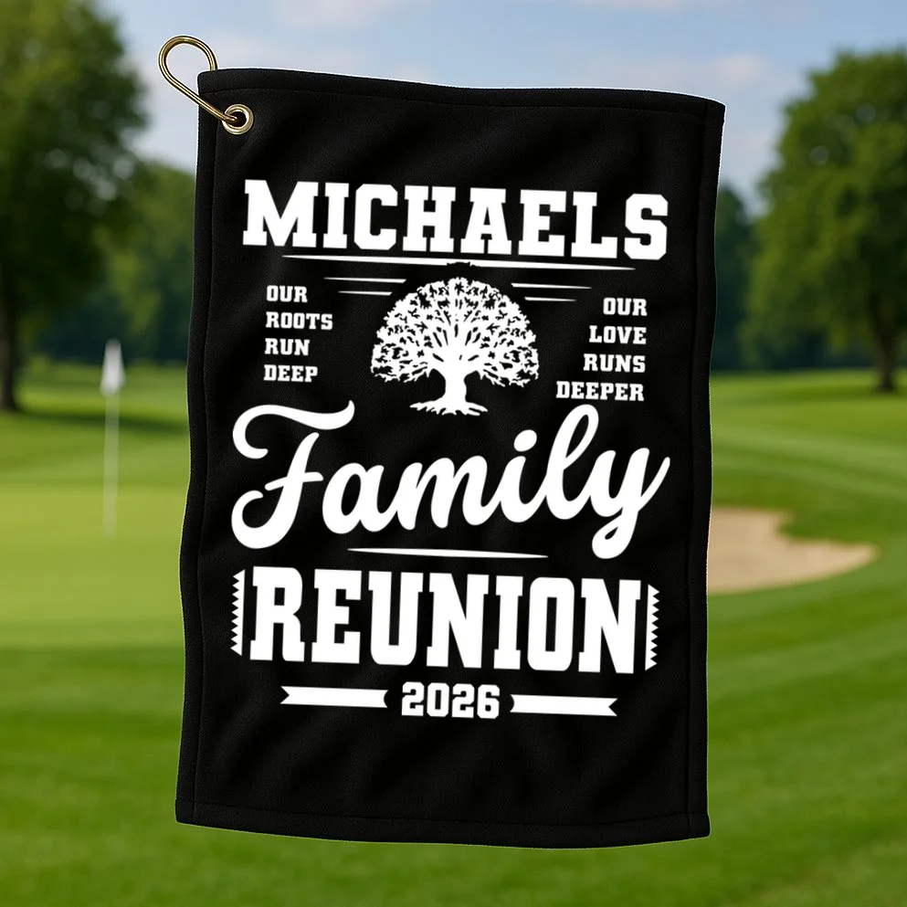 Roots Run Deep Custom Family Reunion Personalized Custom Name and Year Golf Towel - Front 1