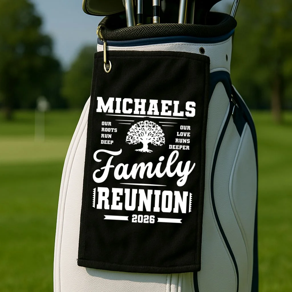 Roots Run Deep Custom Family Reunion Personalized Custom Name and Year Golf Towel - Front 2