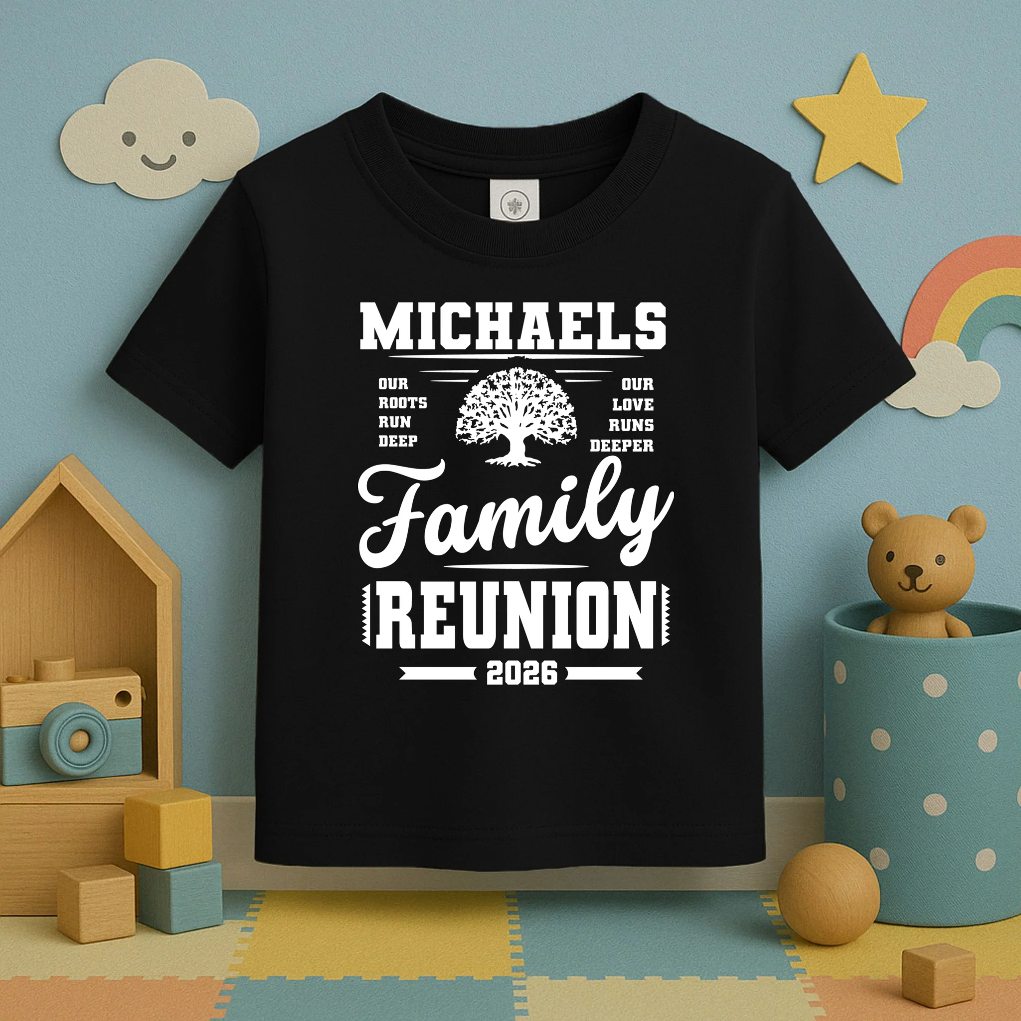 Roots Run Deep Custom Family Reunion Personalized Custom Name and Year Toddler T-Shirt - Front 2