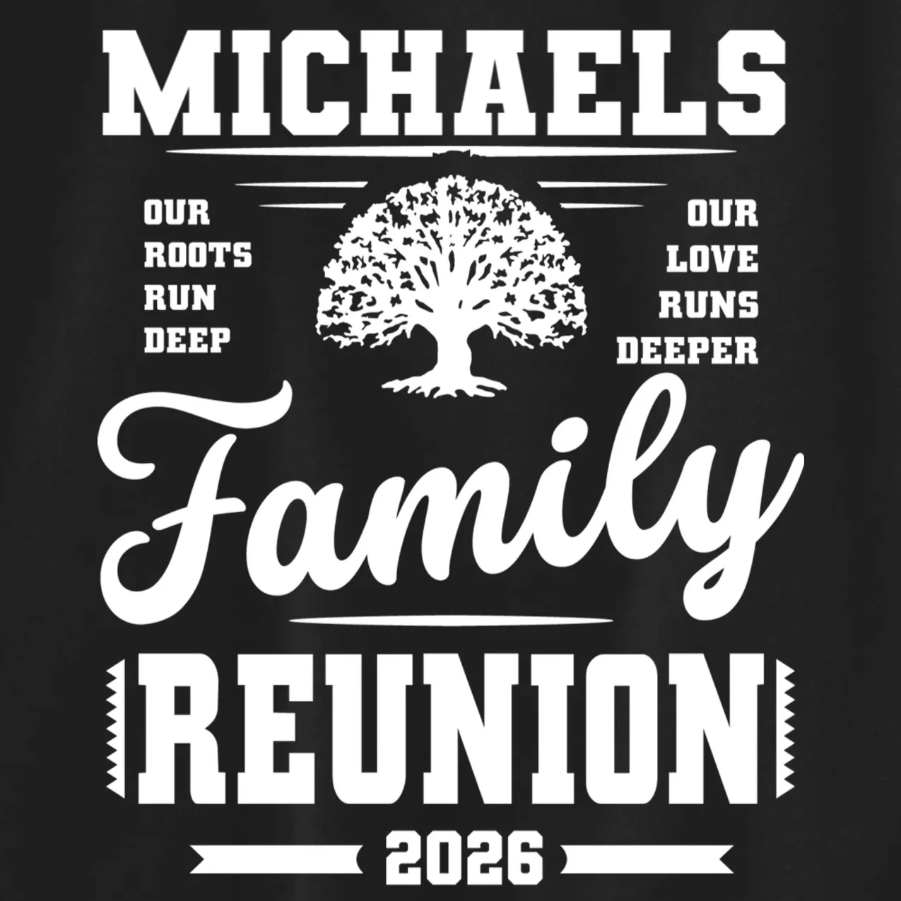 Roots Run Deep Custom Family Reunion Personalized Custom Name and Year Kids Sweatshirt - Front - Close-up