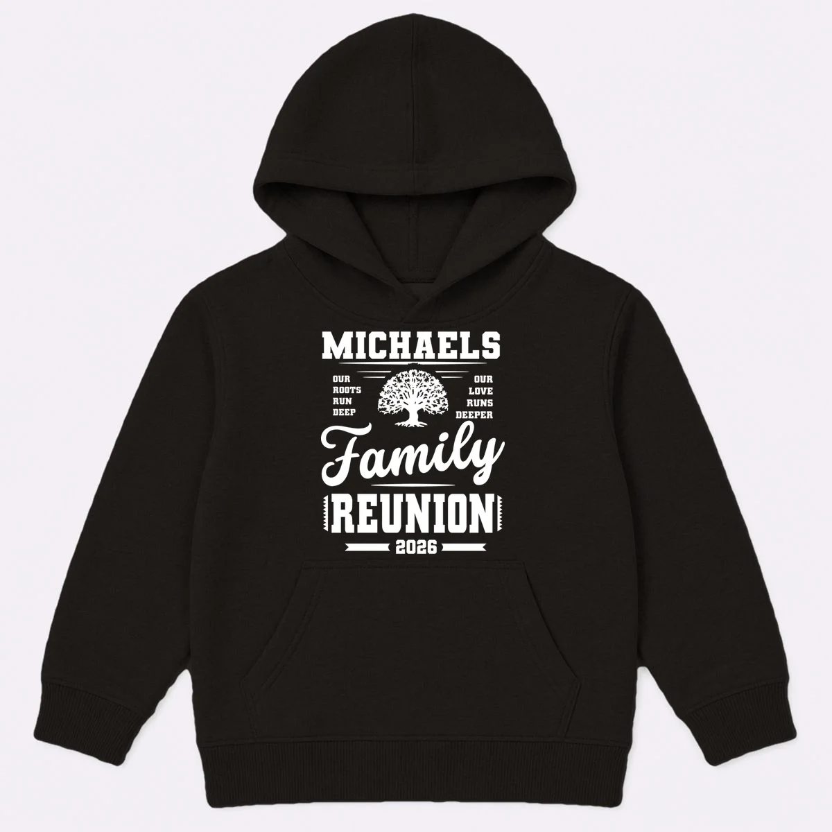 Roots Run Deep Custom Family Reunion Personalized Custom Name and Year Kids Hoodie - Front