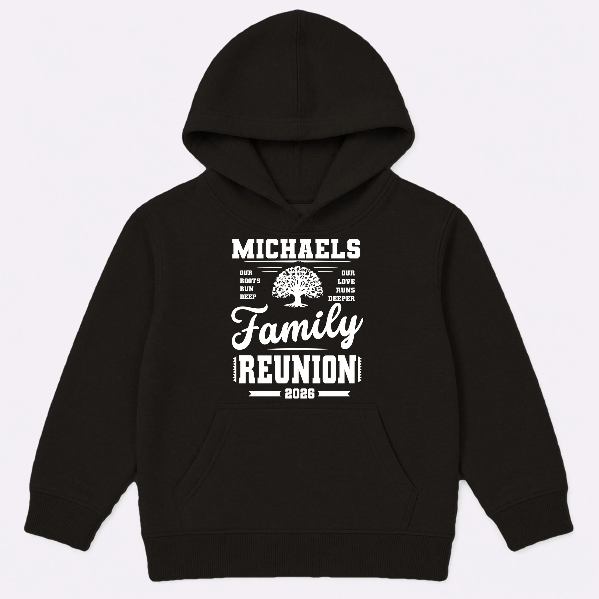 Roots Run Deep Custom Family Reunion Personalized Custom Name and Year Kids Hoodie - Front