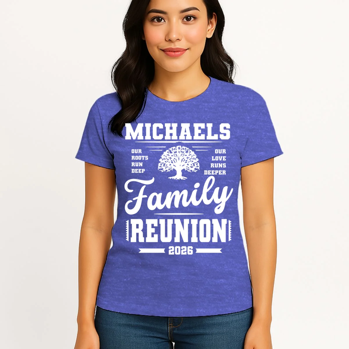 Roots Run Deep Custom Family Reunion Personalized Custom Name and Year Women's T-Shirt - Front 3