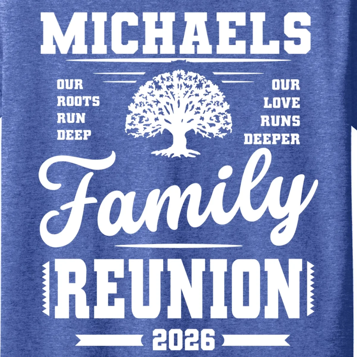 Roots Run Deep Custom Family Reunion Personalized Custom Name and Year Kids T-Shirt - Front - Close-up