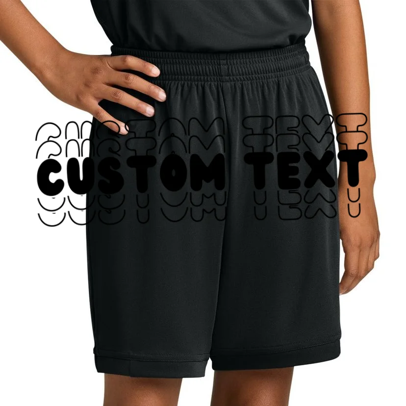 Retro Custom Name Stacked Custom Text Kids Shorts - Front 1