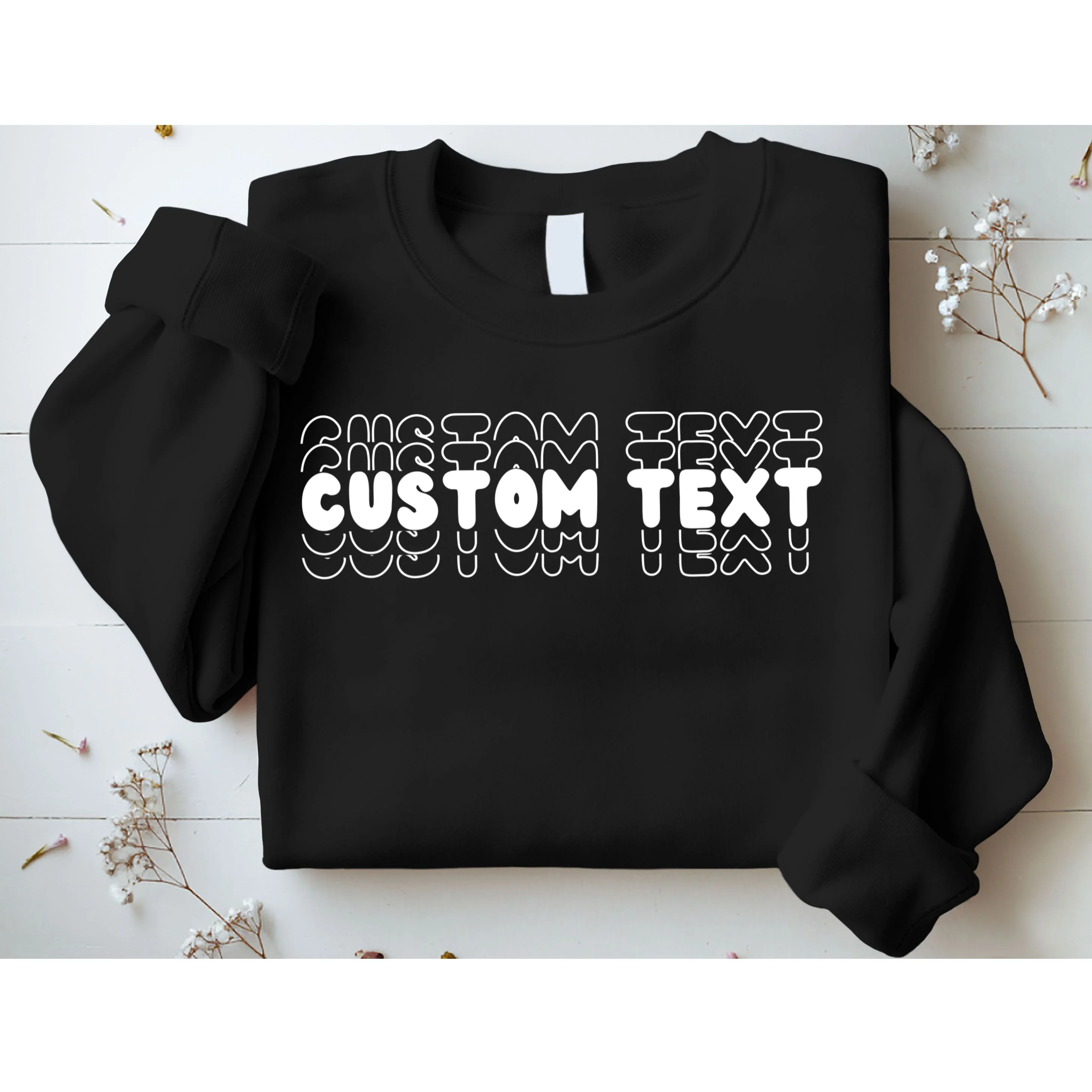 Retro Custom Name Stacked Custom Text Sweatshirt - Front 1