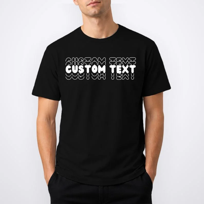 Retro Custom Name Stacked Custom Text T-Shirt - Front 1