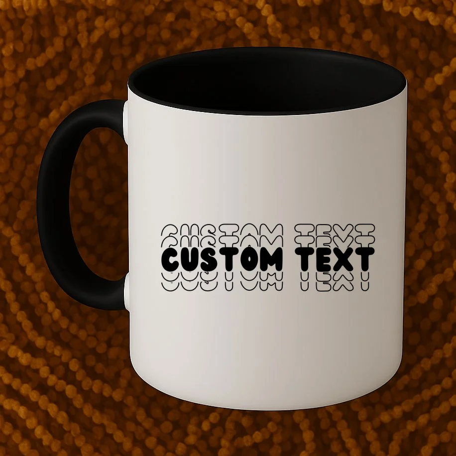 Retro Custom Name Stacked Custom Text Coffee Mug - Front 1
