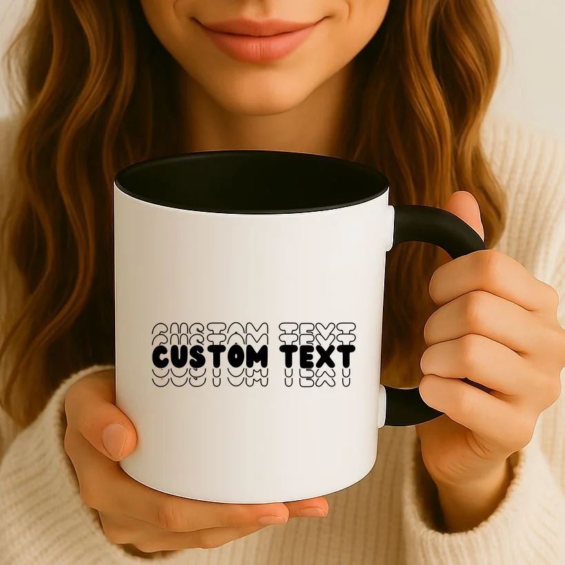 Retro Custom Name Stacked Custom Text Coffee Mug - Front 2