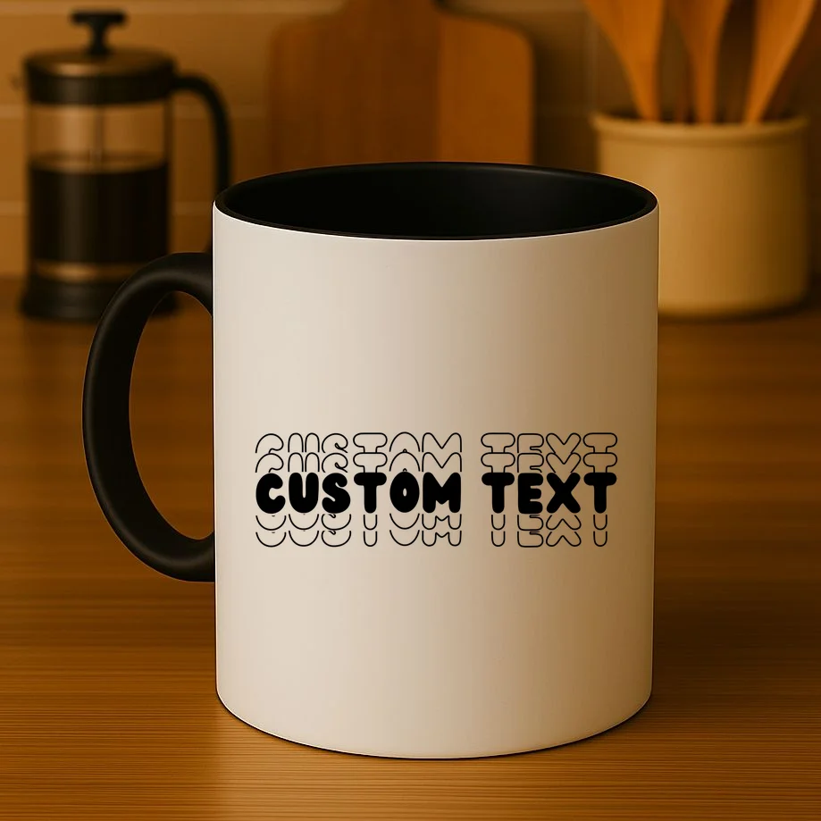 Retro Custom Name Stacked Custom Text Coffee Mug - Front 3