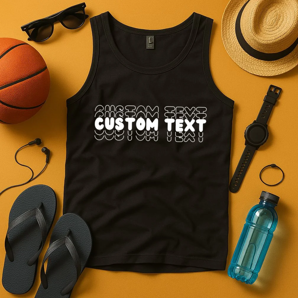 Retro Custom Name Stacked Custom Text Tank Top - Front 3