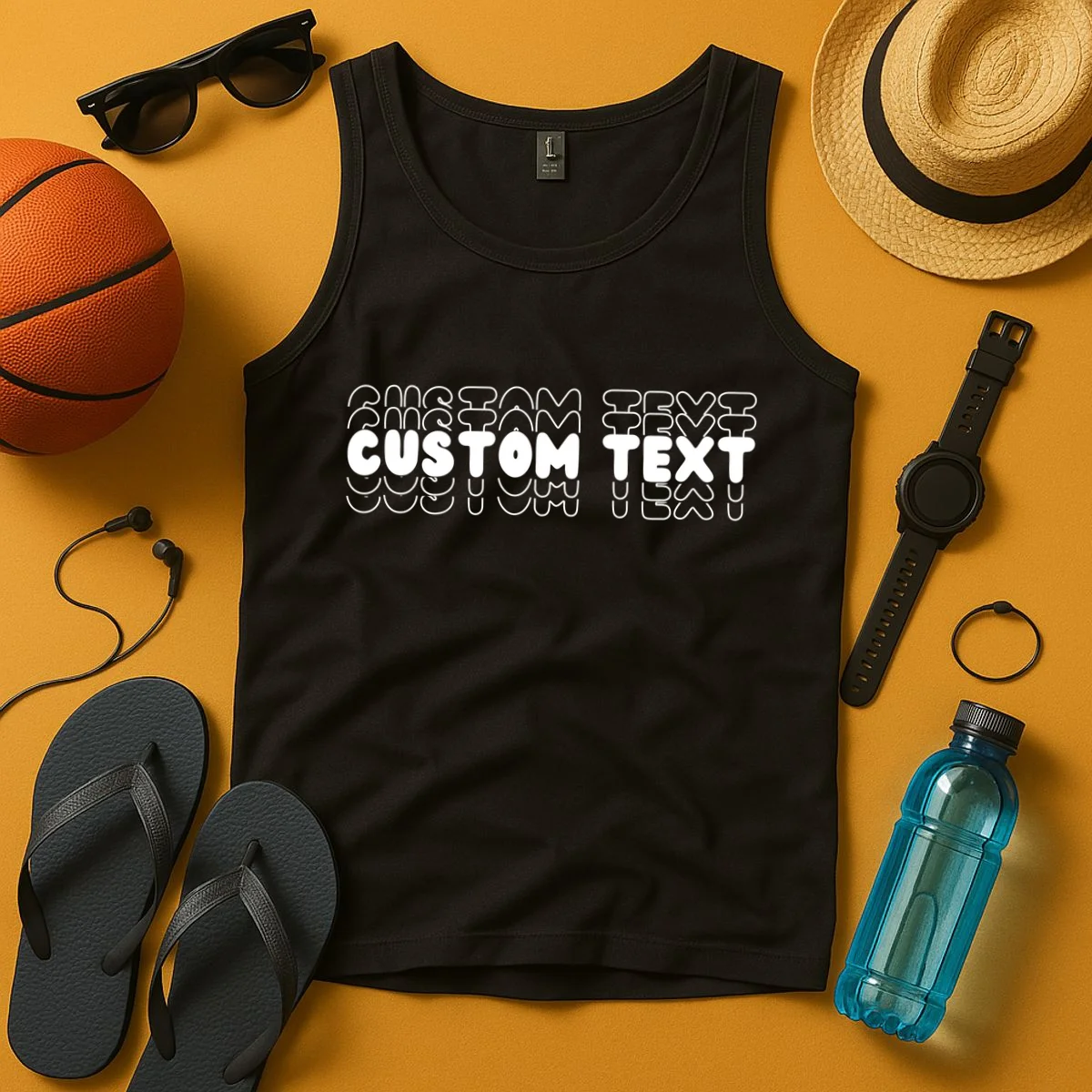 Retro Custom Name Stacked Custom Text Tank Top - Front 3