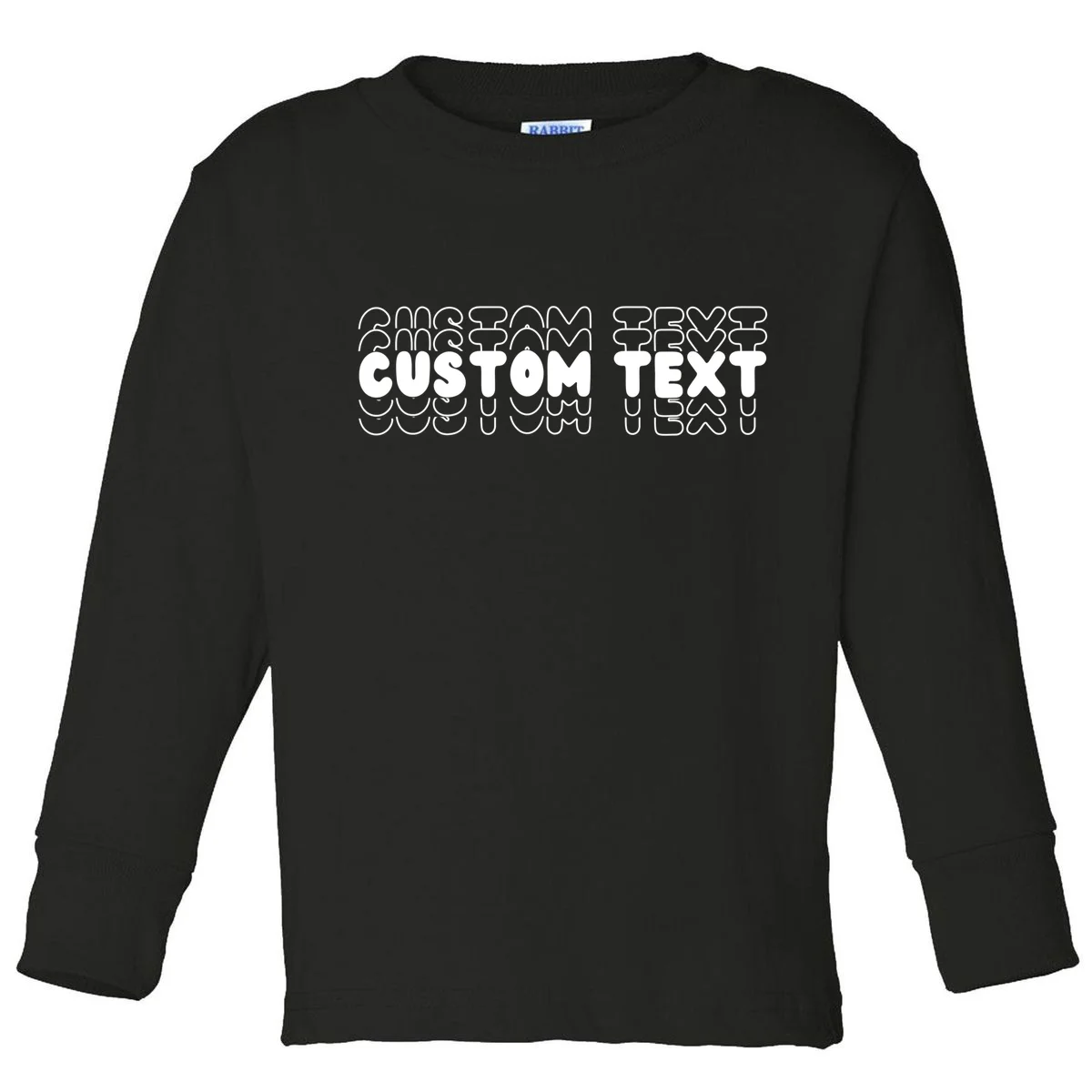 Retro Custom Name Stacked Custom Text Toddler Long Sleeve Shirt - Front
