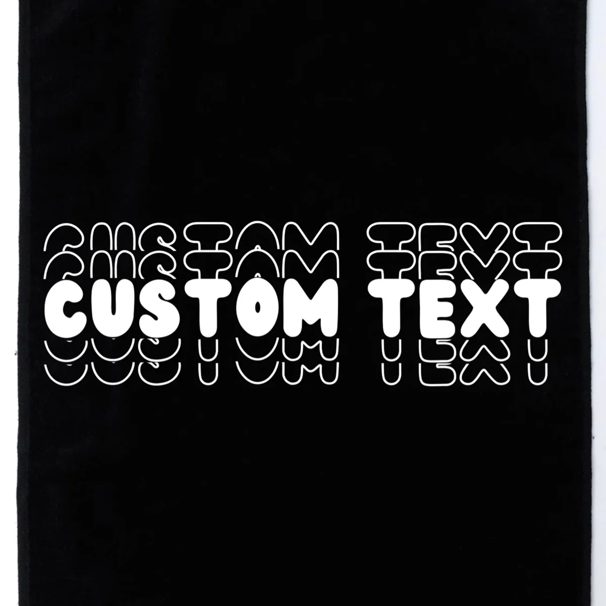 Retro Custom Name Stacked Custom Text Golf Towel - Front - Close-up