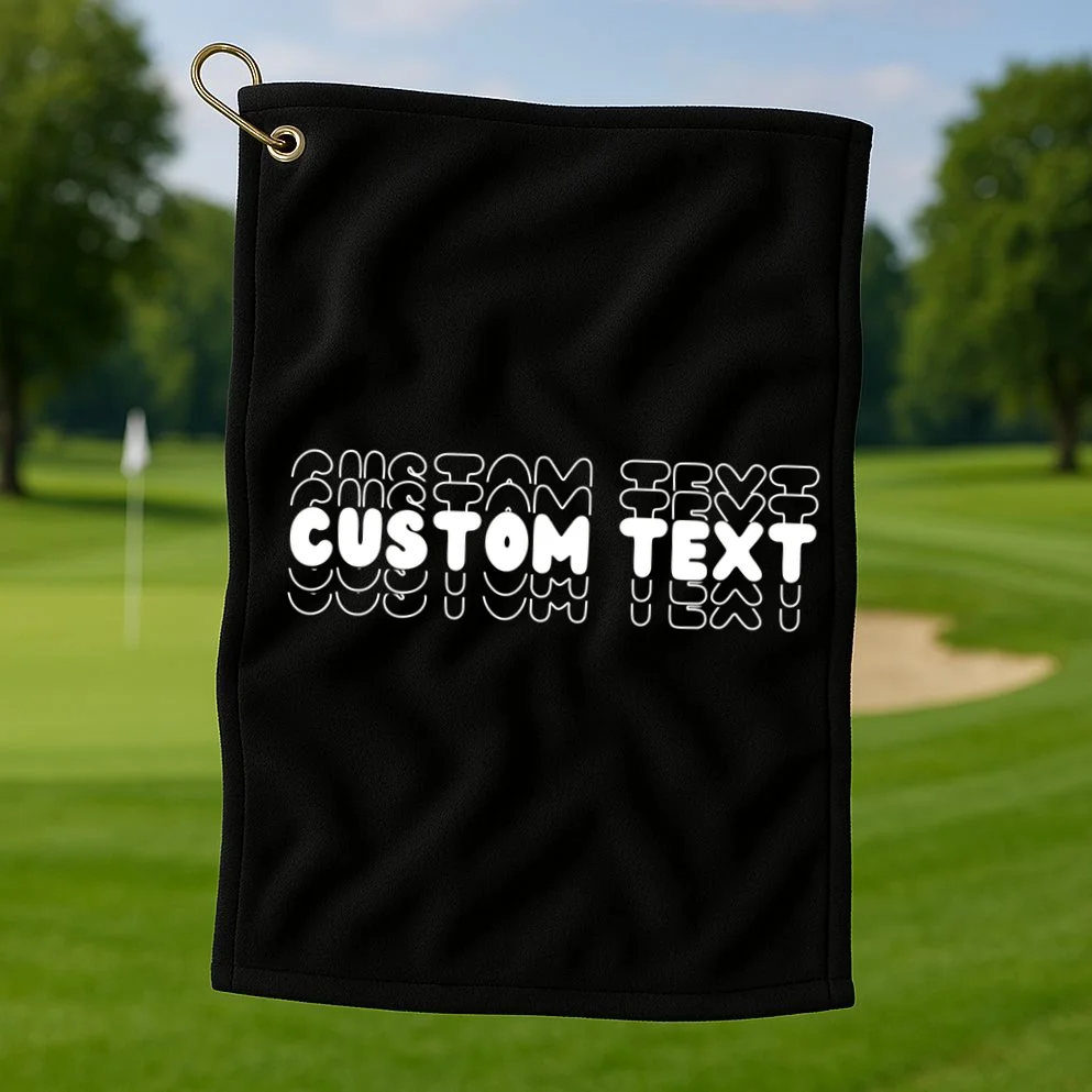 Retro Custom Name Stacked Custom Text Golf Towel - Front 1