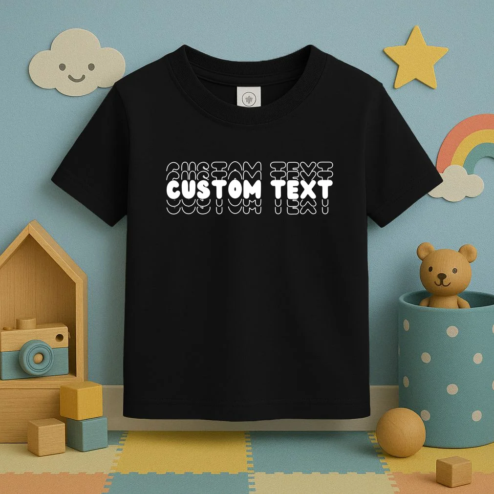 Retro Custom Name Stacked Custom Text Toddler T-Shirt - Front 2