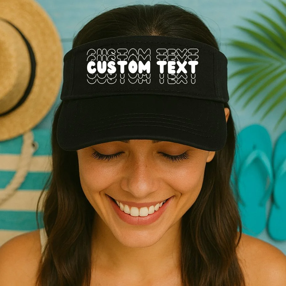 Retro Custom Name Stacked Custom Text Visor - Front 1