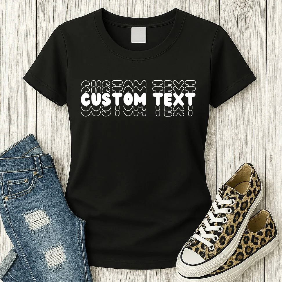 Retro Custom Name Stacked Custom Text Women's T-Shirt - Front 2