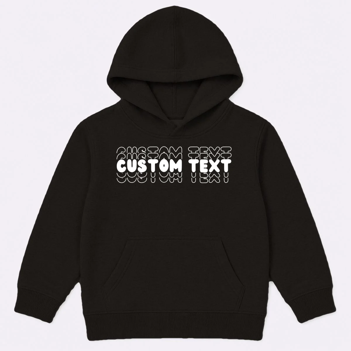 Retro Custom Name Stacked Custom Text Kids Hoodie - Front