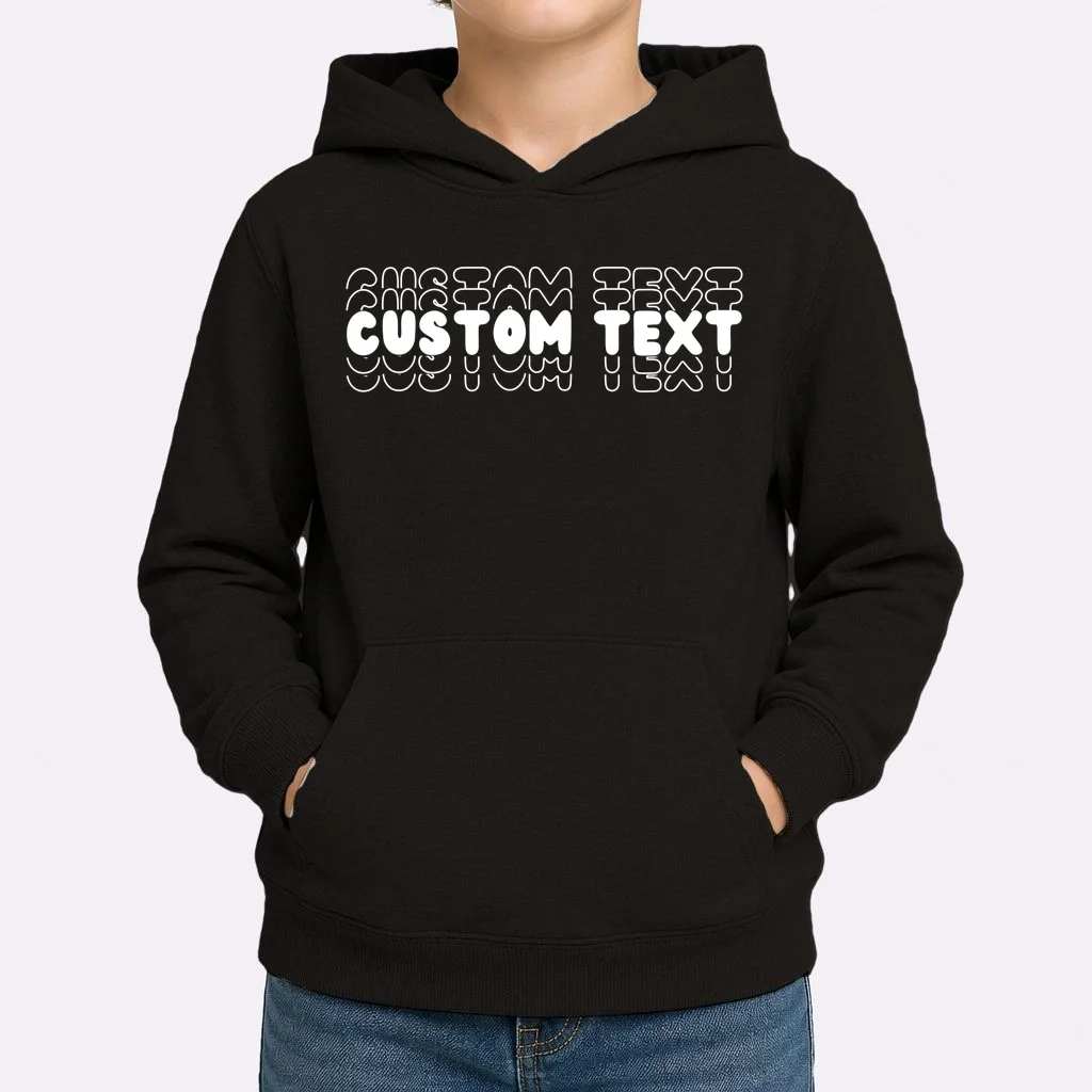 Retro Custom Name Stacked Custom Text Kids Hoodie - Front 1