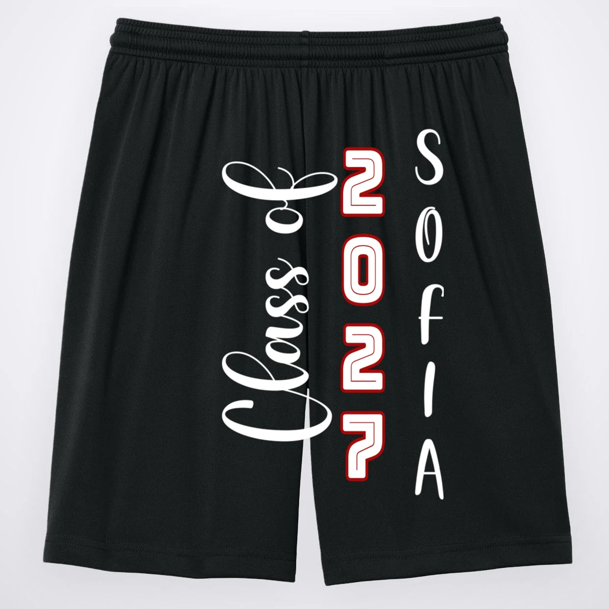 Custom Senior Name & Year – Retro Varsity Number & Script Typography Design Men's Shorts - Back