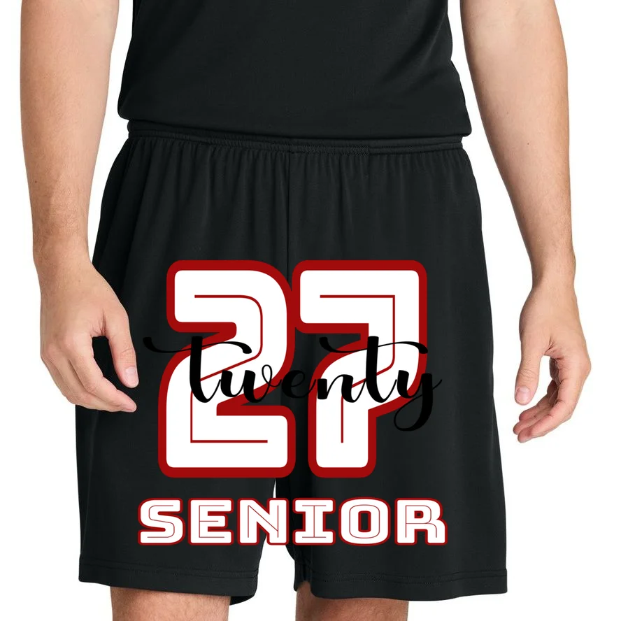Custom Senior Name & Year – Retro Varsity Number & Script Typography Design Men's Shorts - Front 1