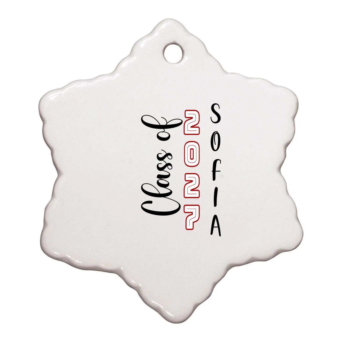 Custom Senior Name & Year – Retro Varsity Number & Script Typography Design Ornament - Back - Close-up