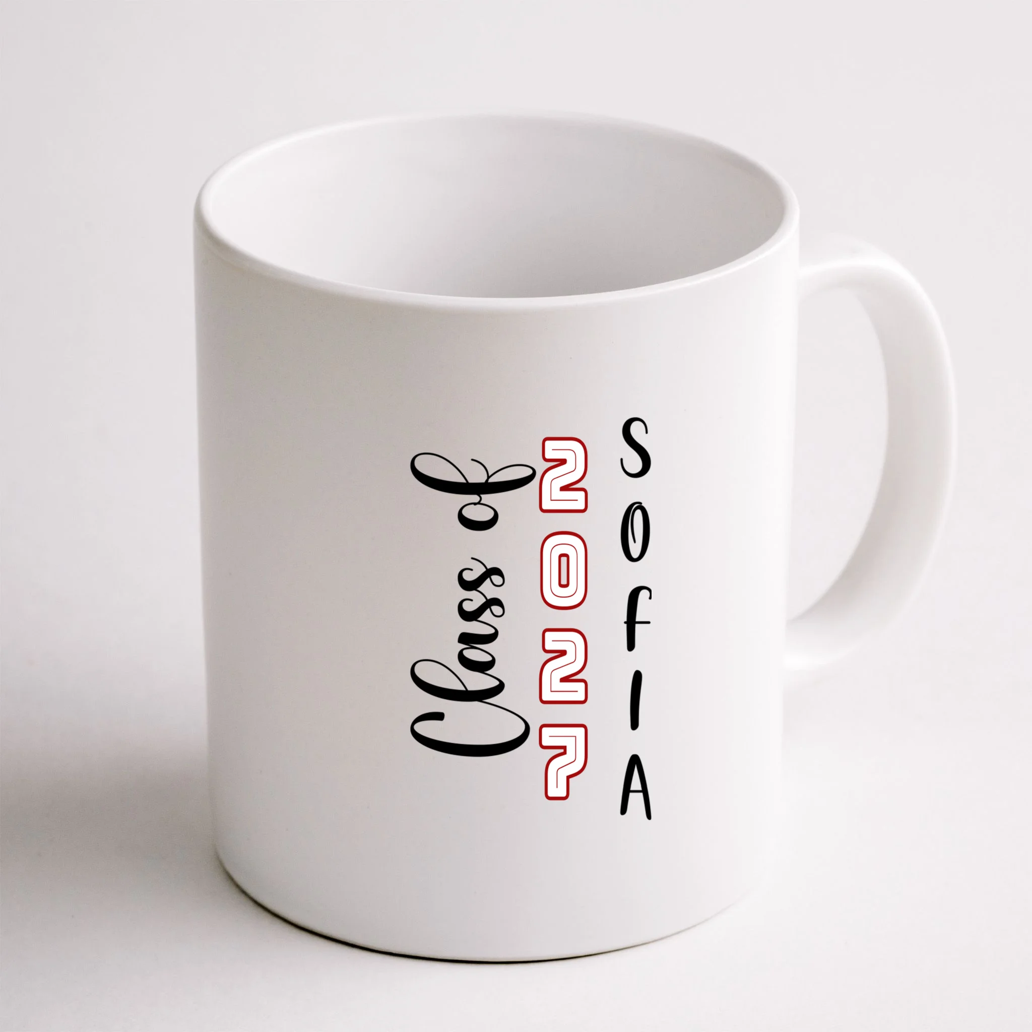 Custom Senior Name & Year – Retro Varsity Number & Script Typography Design Mug - Back