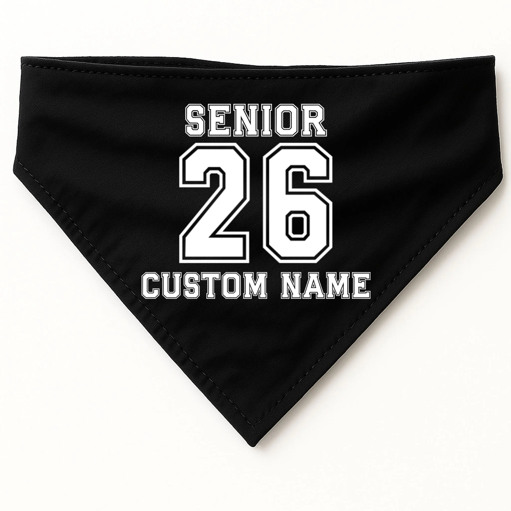 Senior 2026 Custom Name Graduation Gift Dog Bandana - Front