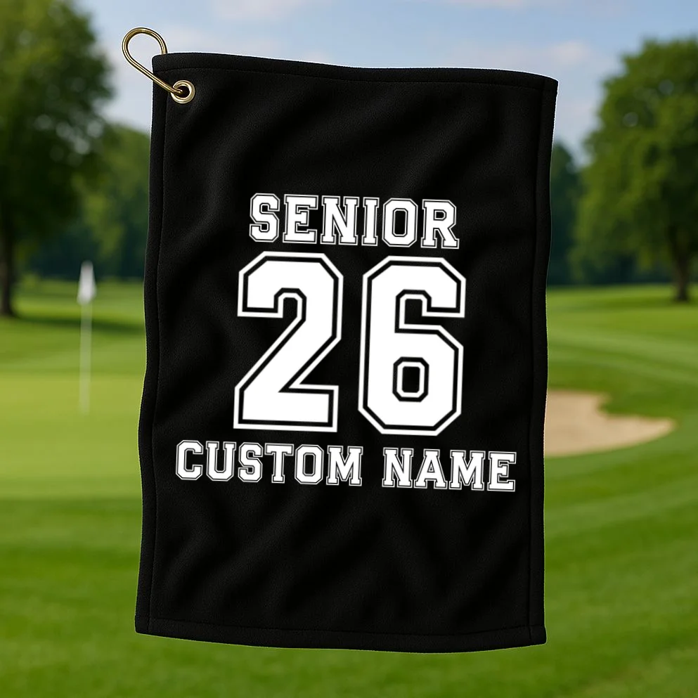 Senior 2026 Custom Name Graduation Gift Golf Towel - Front 1