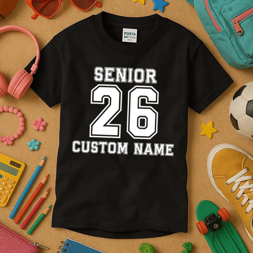 Senior 2026 Custom Name Graduation Gift Kids T-Shirt - Front 2