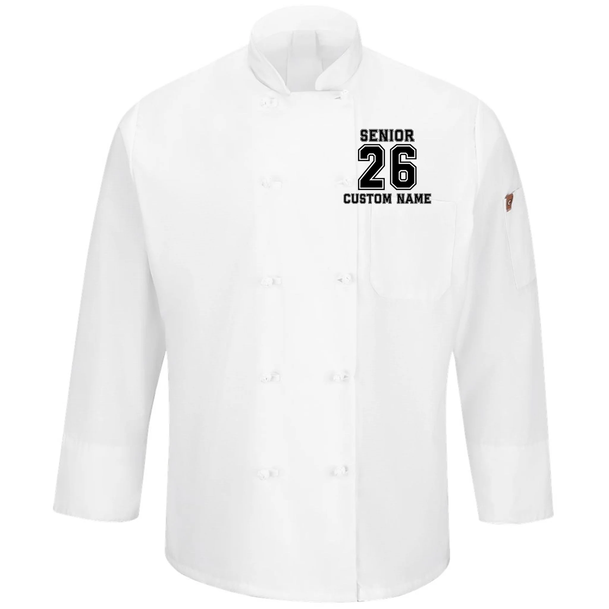 Senior 2026 Custom Name Graduation Gift Men's Chef Coat - Front