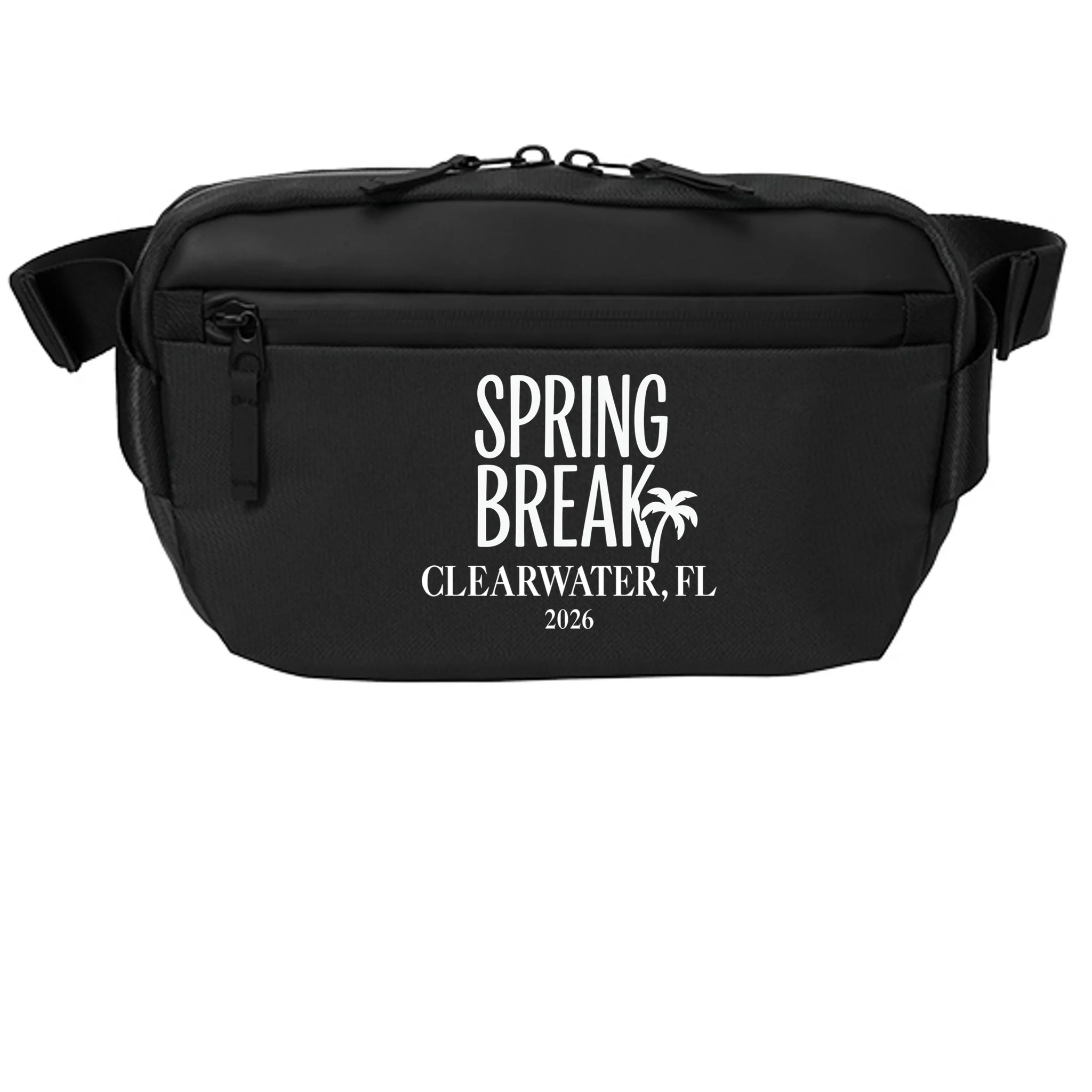 Spring Break Custom Trip Crew (Custom Text) Palm Tree Retro Vibes Crossbody - Front