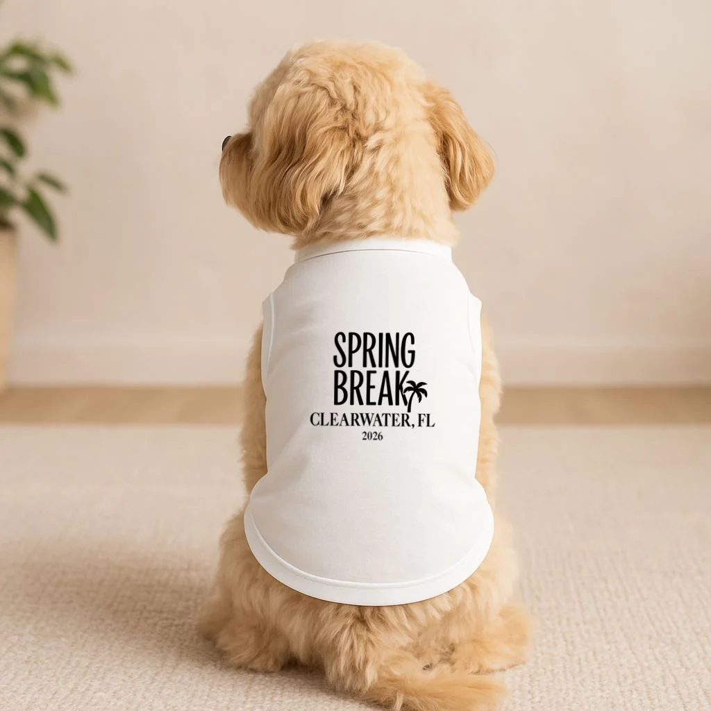 Spring Break Custom Trip Crew (Custom Text) Palm Tree Retro Vibes Doggie Tank - Front 1