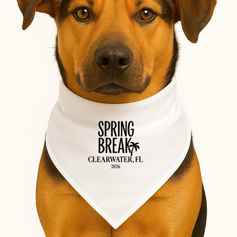 Spring Break Custom Trip Crew (Custom Text) Palm Tree Retro Vibes Dog Bandana - Front 1