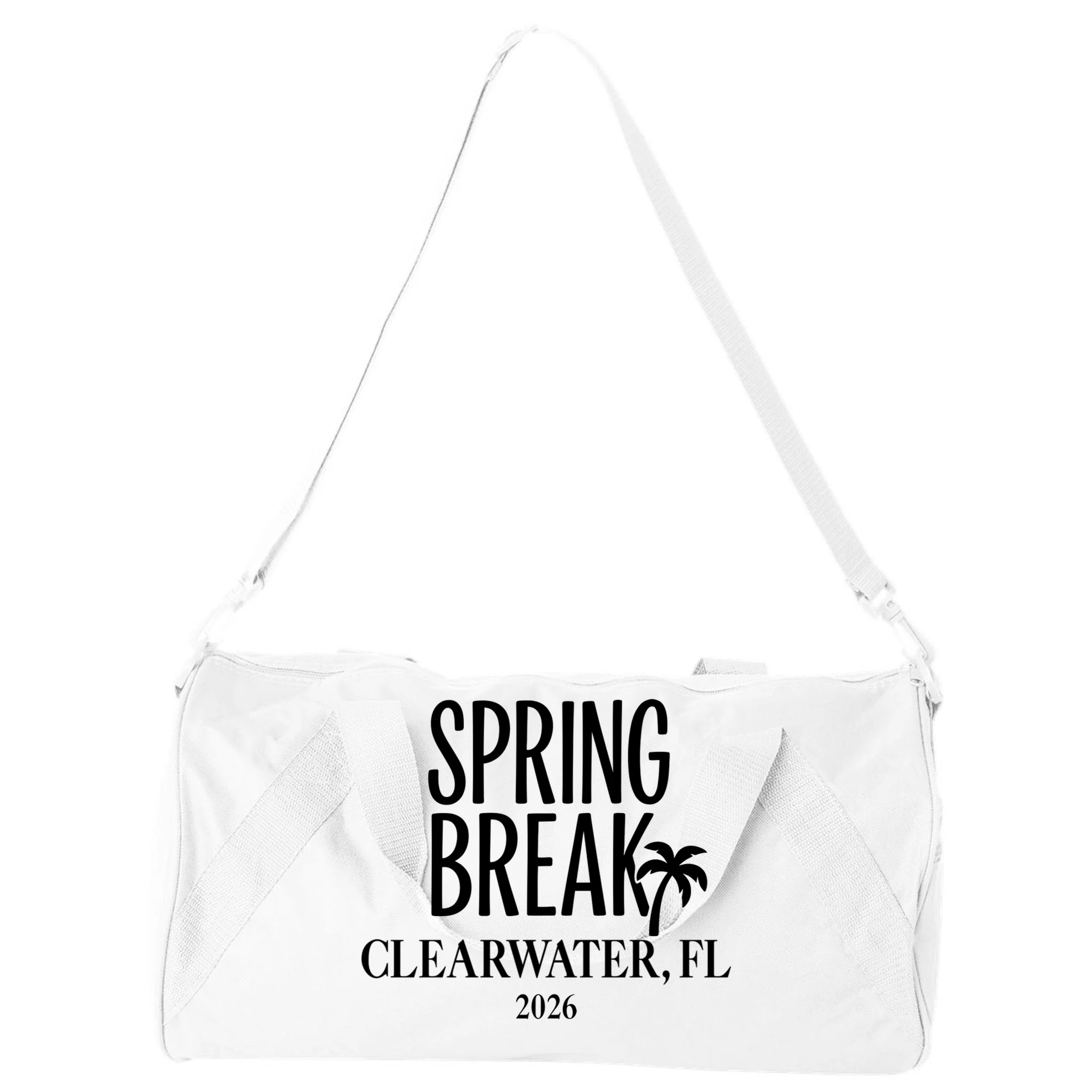 Spring Break Custom Trip Crew (Custom Text) Palm Tree Retro Vibes Duffel Bag - Front